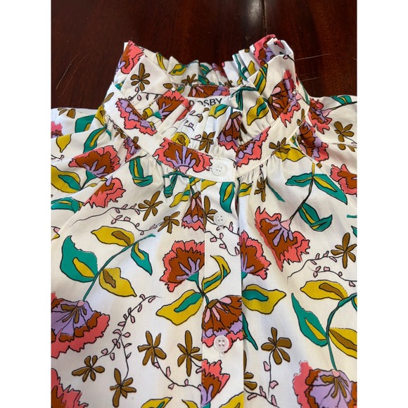 Crosby Mollie Burch Floral Woodcut Dress M Cotton Blend High Neck Shift - Picture 8 of 9